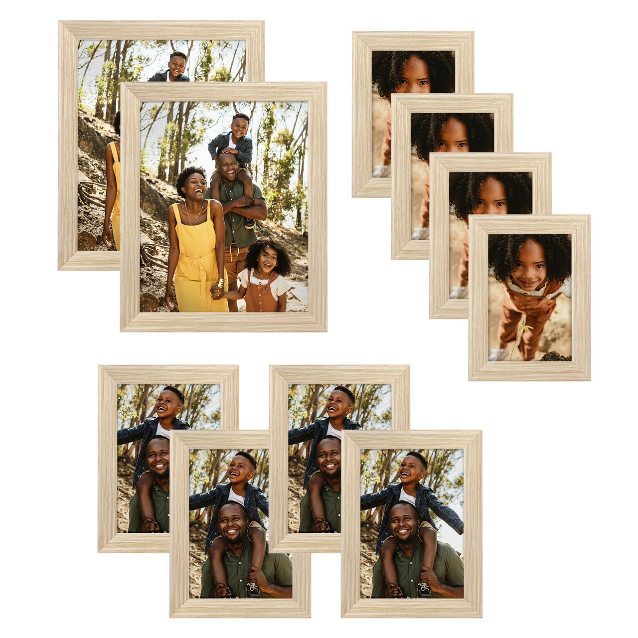 Americanflat Gallery Wall Picture Frames - Set of 10 - 8x10 (2), 5x7 (4), 4x6 (4) - Picture Frame Set - Shatter Resistant Glass - Adjustable Hanging Hardware - Easel for Table Display